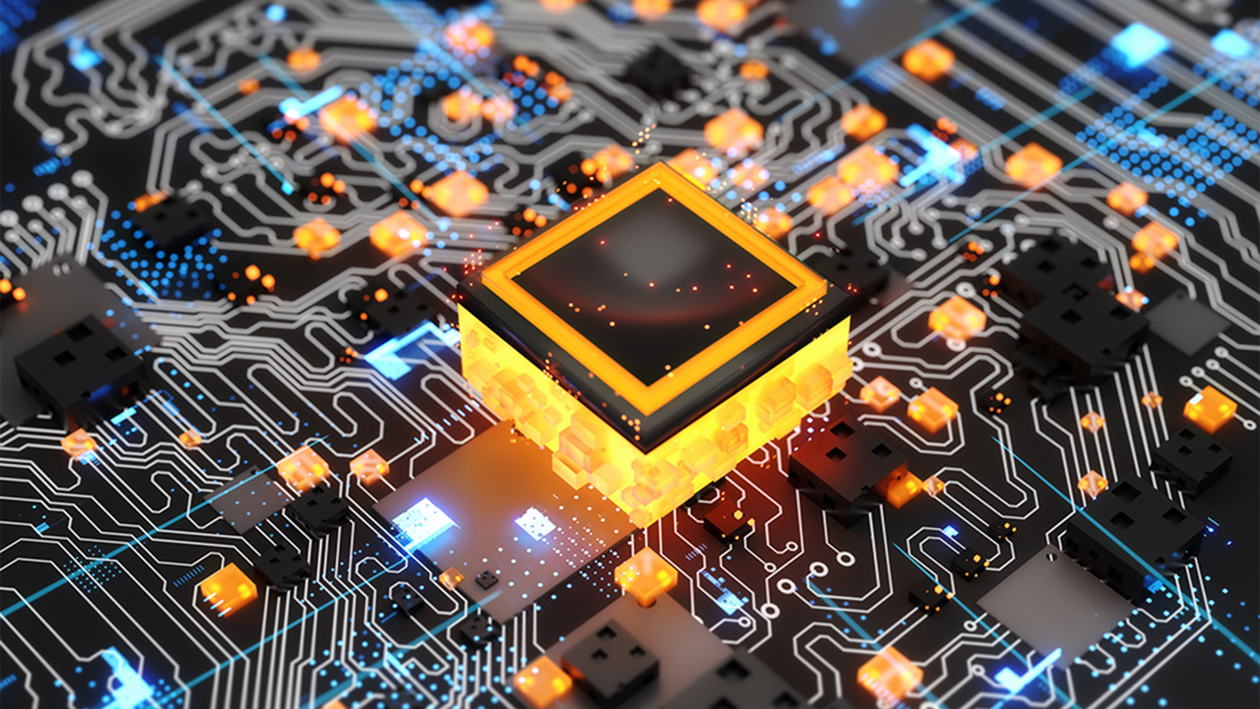 Futuristic high-tech computer Network concept with artificial intelligence